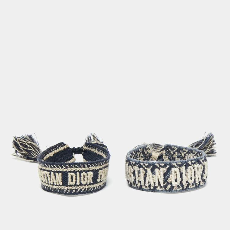 Dior Indigo Cotton Friendship Bracelets Set of 2 Dior