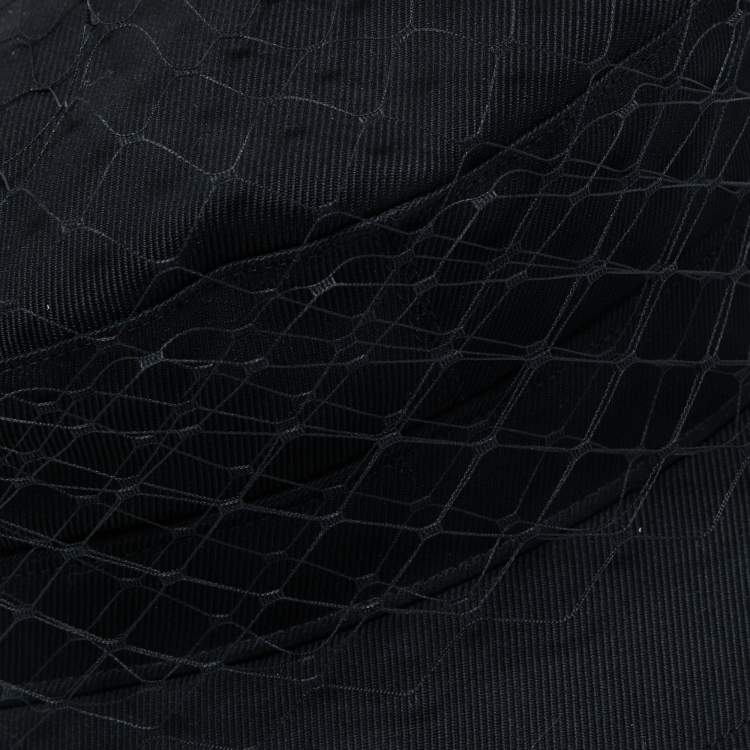 Pre Owned Dior Black Cotton Arty Mesh Veil Newsboy Cap 
