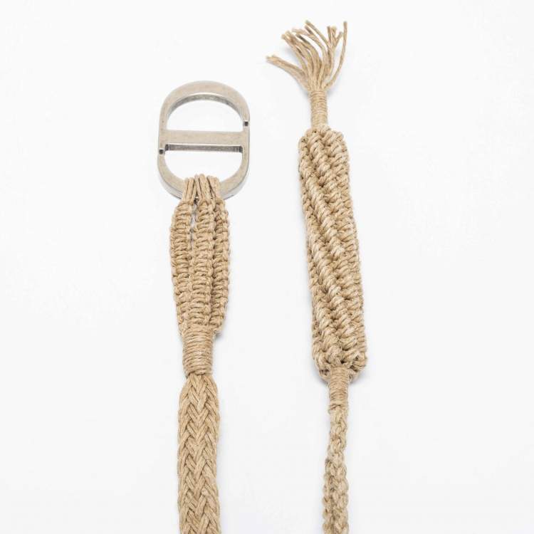 Pre Owned Dior Beige Jute Diornatural Slim Belt 
