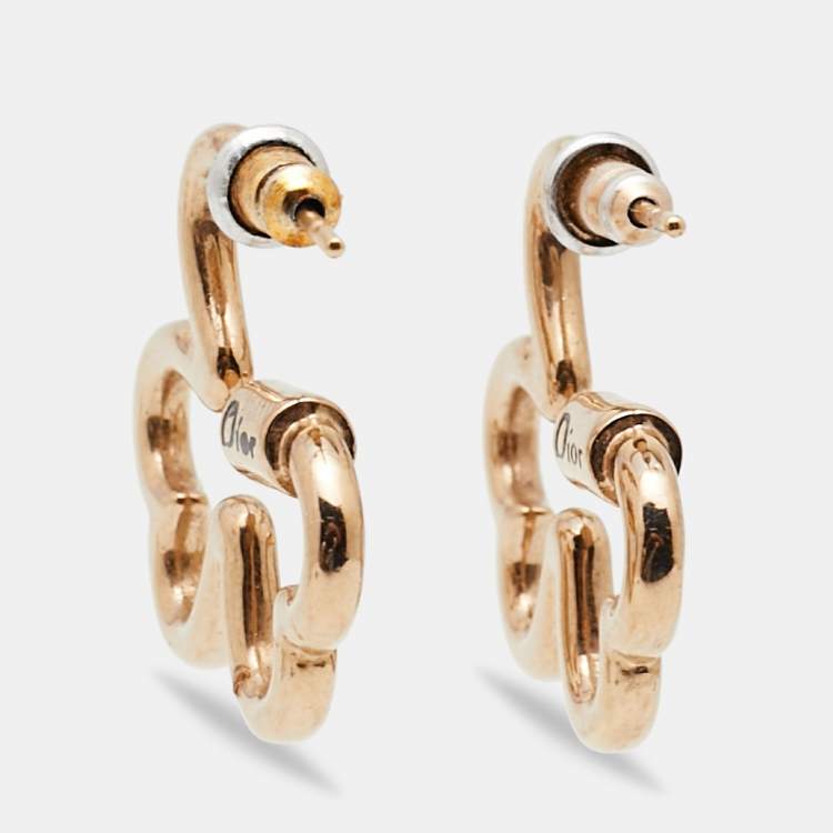 Pre Owned Dior Clover Heart Gold Tone Earrings