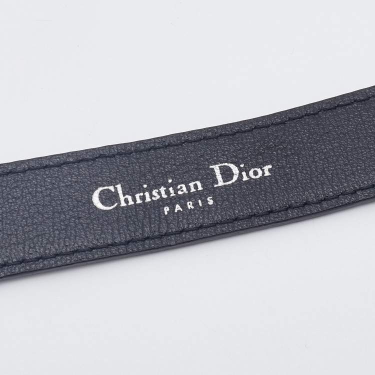 Pre Owned Dior Black Leather CD Logo Belt 80CM