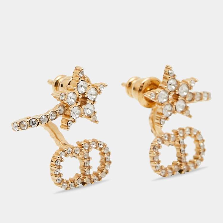 Dior Clair D Lune Crystals Gold Tone Earrings Dior