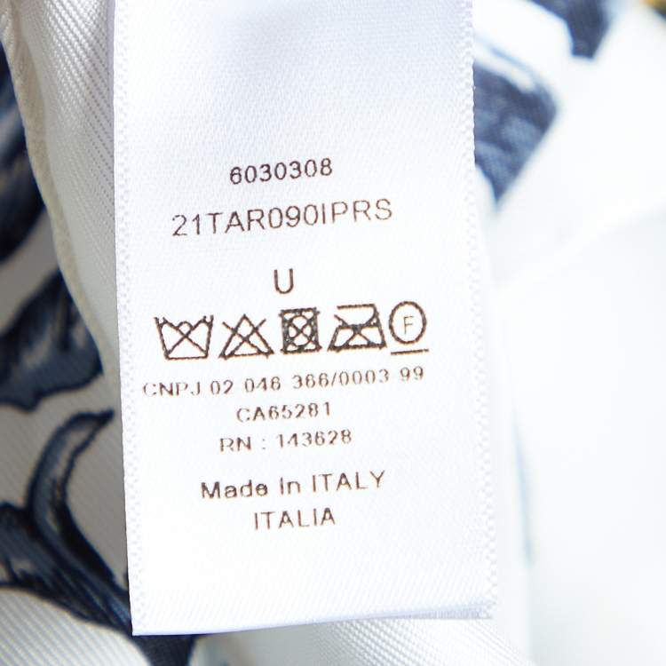 Pre Owned Dior White & Blue Le Monde Silk Scarf