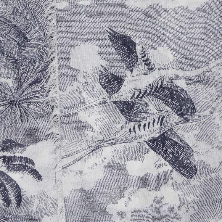 مملوكة مسبقًا Dior White Toile de Jouy Tropicalia Cotton Shawl 