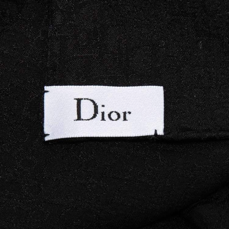 Pre Owned Dior Black Oblique Jacquard Silk Scarf