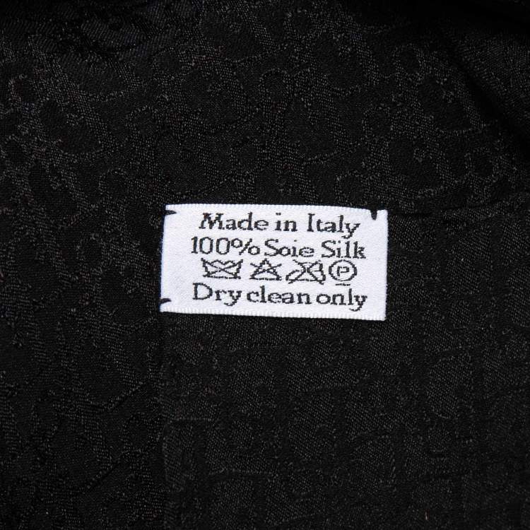 Pre Owned Dior Black Oblique Jacquard Silk Scarf