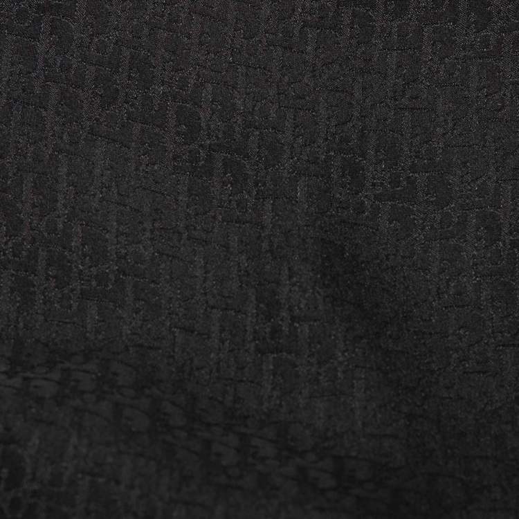 Pre Owned Dior Black Oblique Jacquard Silk Scarf