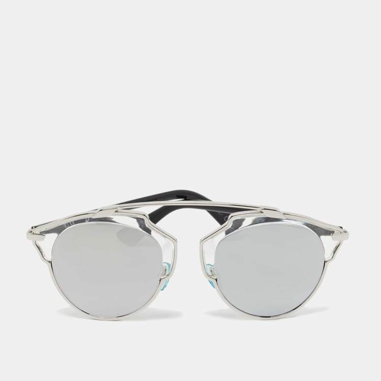 Pre Owned Dior Silver Tone/Grey Mirrored APPDC SoReal Aviator Sunglasses