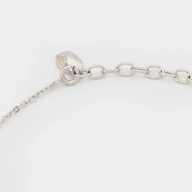 Pre Owned  Dior Silver Tone Crystal Studded Rose Chain Bracelet