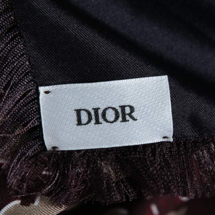 Pre Owned Dior Burgundy Oblique Silk Scarf