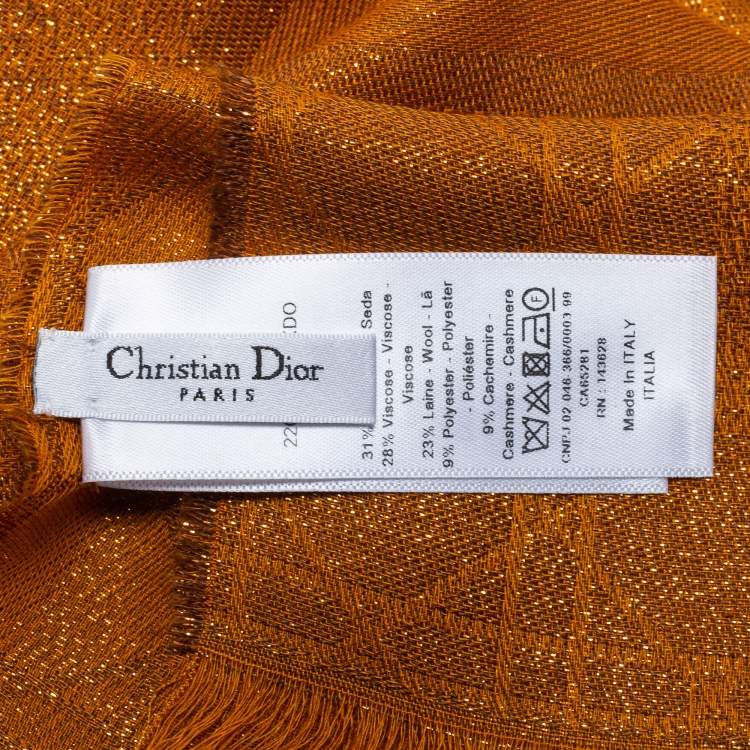Pre Owned Dior Metallic Brown D-Cannage Silk and Wool Scarf