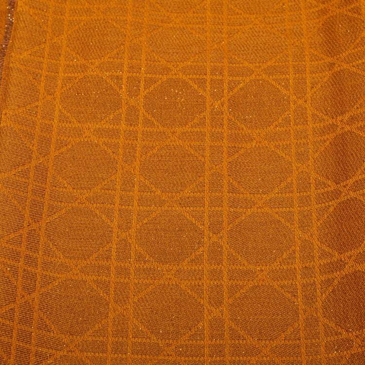 Pre Owned Dior Metallic Brown D-Cannage Silk and Wool Scarf