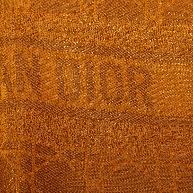 Pre Owned Dior Metallic Brown D-Cannage Silk and Wool Scarf