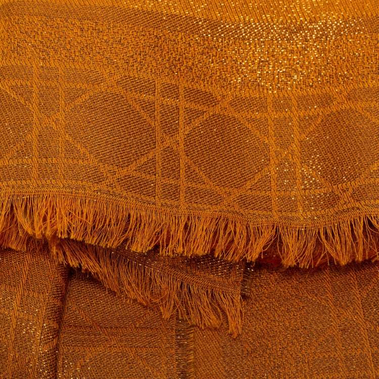 Pre Owned Dior Metallic Brown D-Cannage Silk and Wool Scarf
