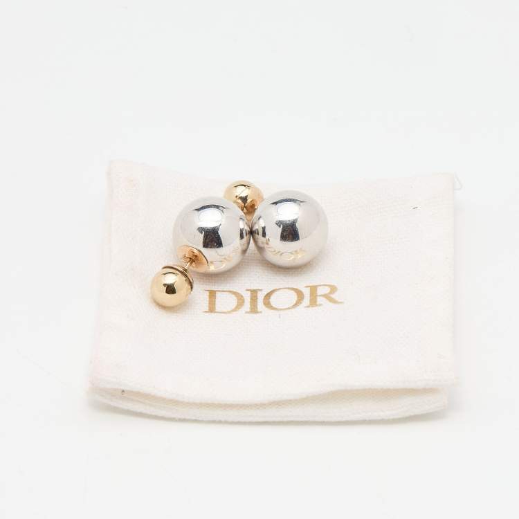 Pre Owned Dior Two Tone Mise En Dior Tribales Stud Earrings