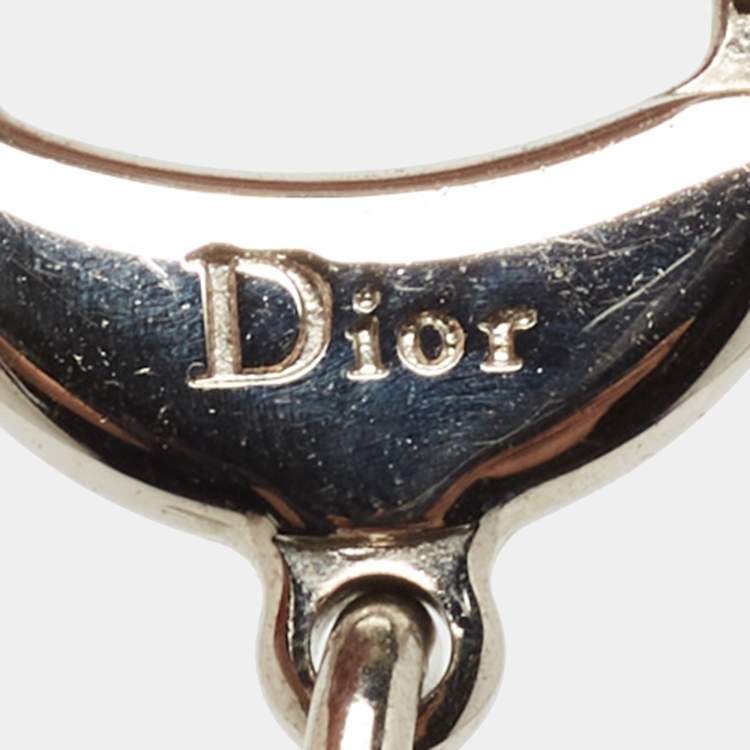 Pre Owned Dior Silver Tone Crystal Embellished Logo Letter Bag Charm