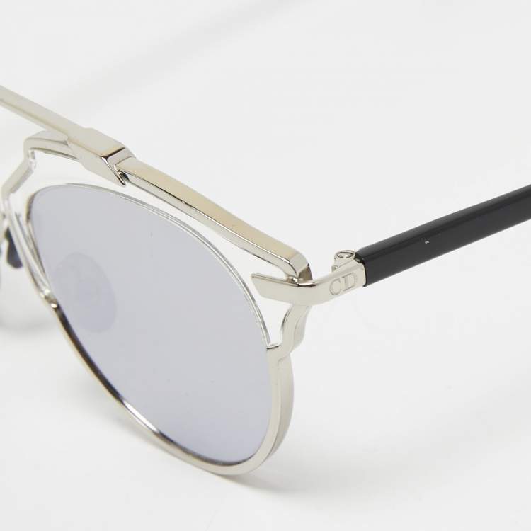 Pre Owned Dior Black/Silver So Real Mirrored Round Sunglasses