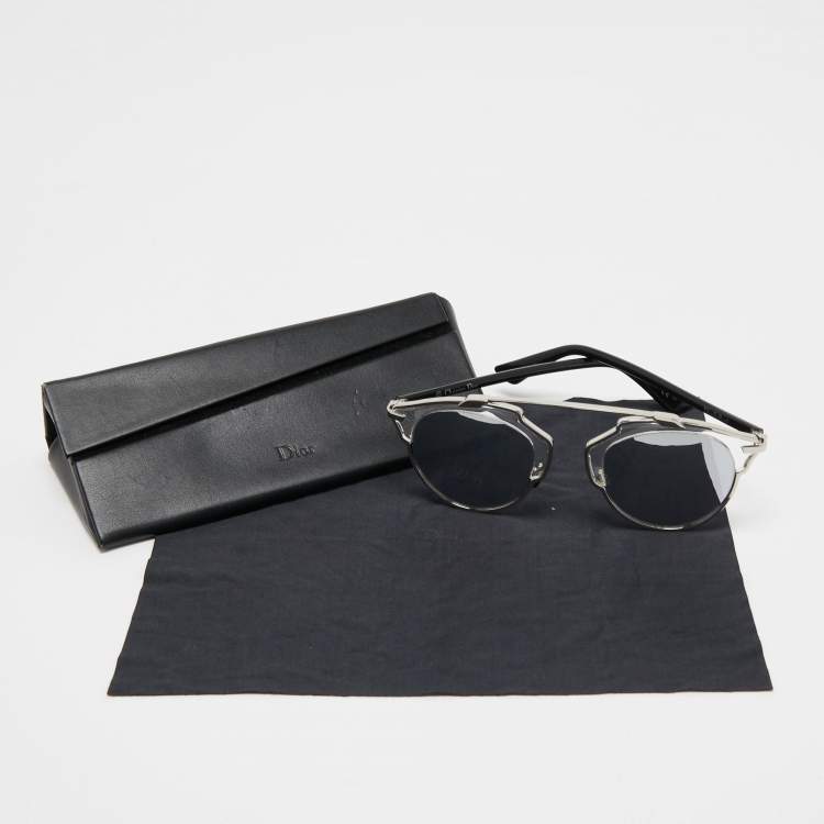 Pre Owned Dior Black/Silver So Real Mirrored Round Sunglasses
