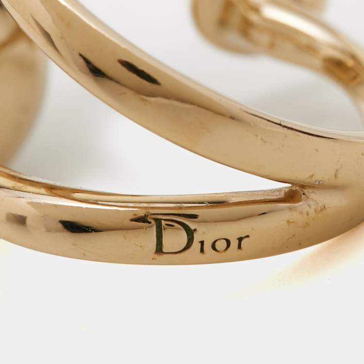Pre Owned Dior Ultradior  Faux Pearl Gold Tone Ring Size M