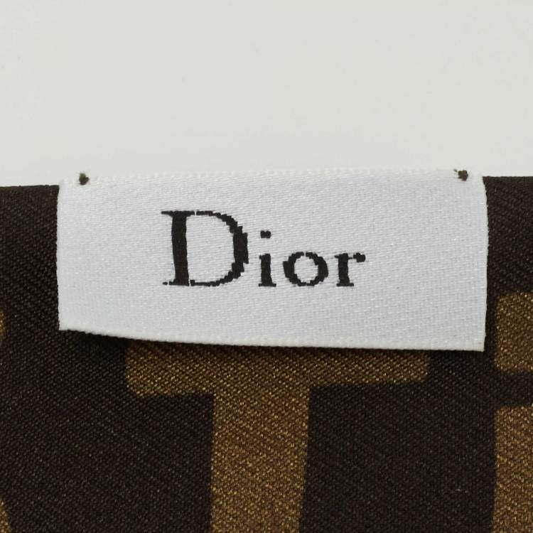 Pre Owned Dior Olive Green La Terre Silk Bandeau 