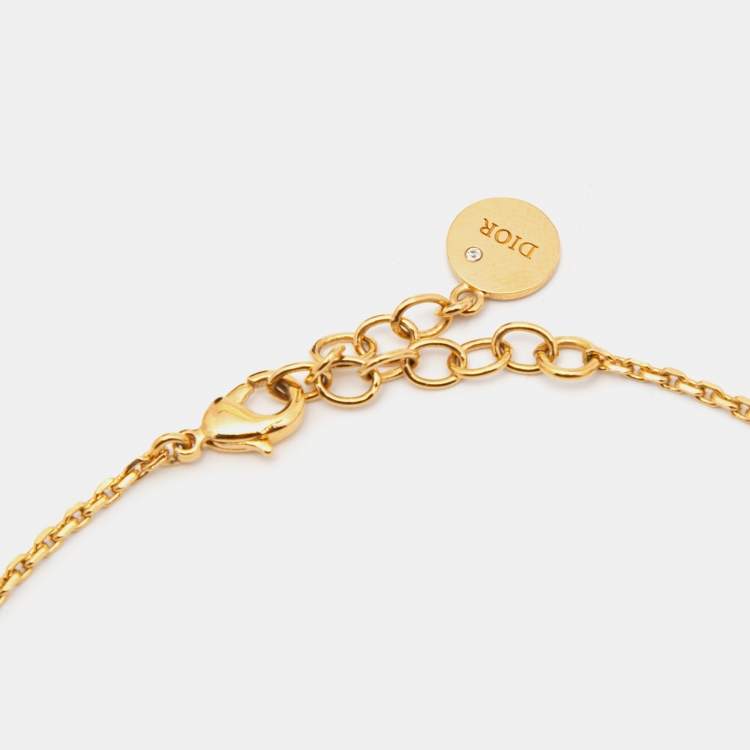 Pre Owned Dior Dio(r)evolution Crystal Gold Tone Necklace
