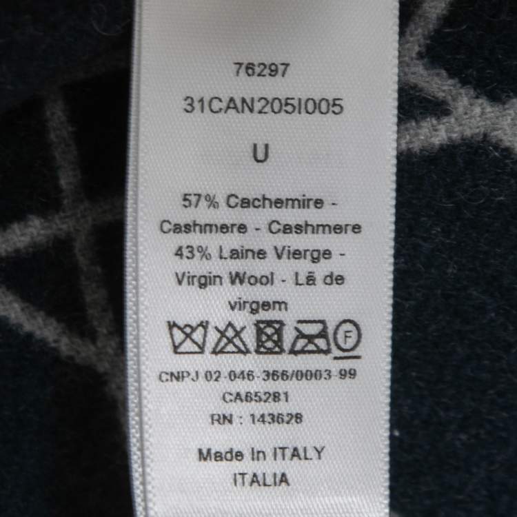 Pre Owned Dior Navy Blue Cannage Wool & Cashmere Scarf 