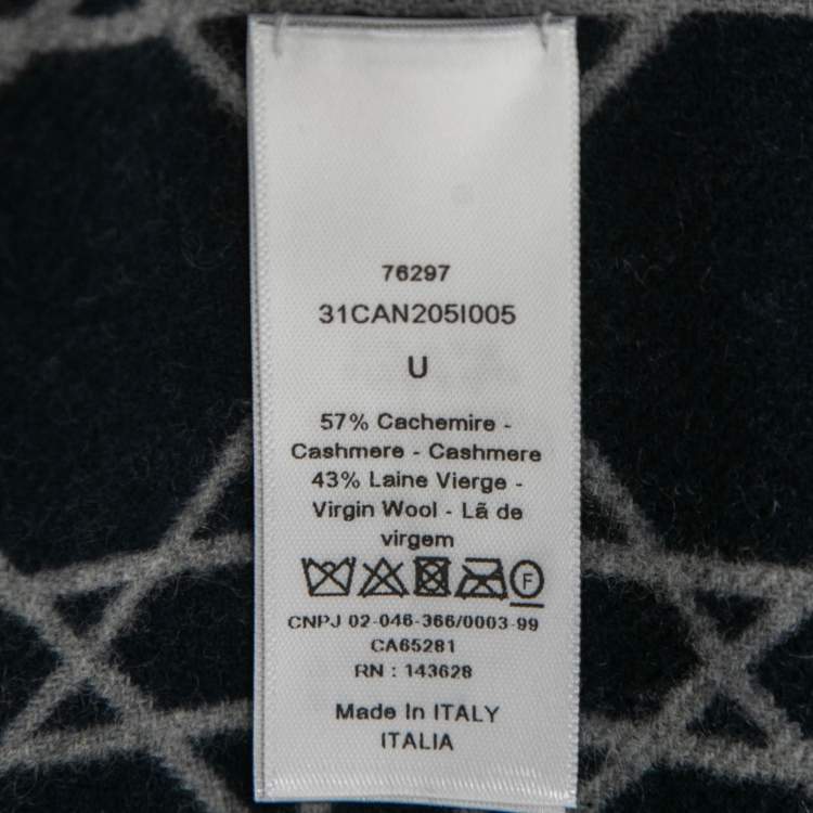 Pre Owned Dior Navy Blue Cannage Wool & Cashmere Scarf 