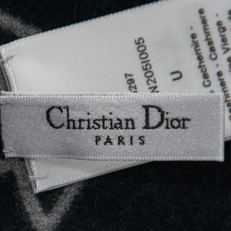 Pre Owned Dior Navy Blue Cannage Wool & Cashmere Scarf 