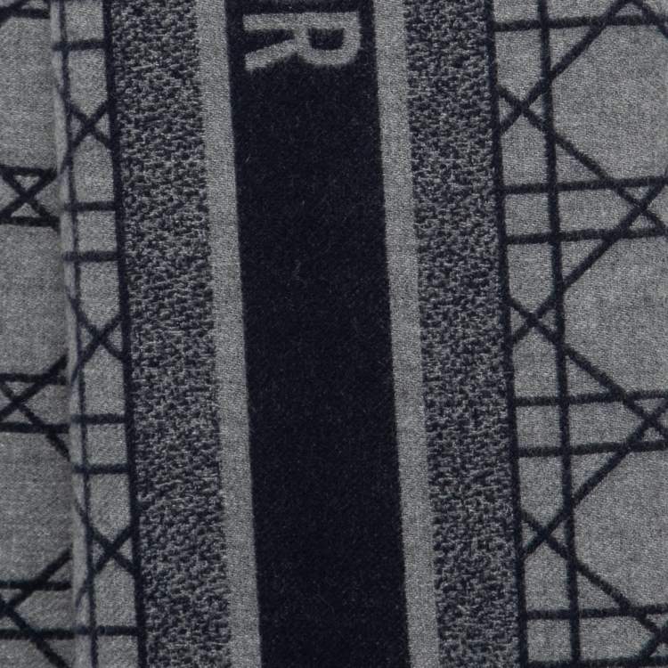 Pre Owned Dior Navy Blue Cannage Wool & Cashmere Scarf 