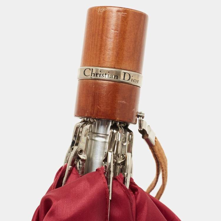 Pre Owned Dior Red Nylon Folding Umbrella