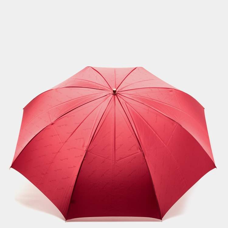 Pre Owned Dior Red Nylon Folding Umbrella