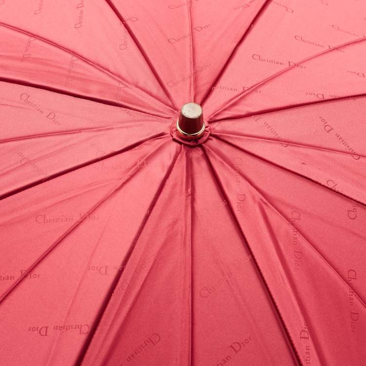 Pre Owned Dior Red Nylon Folding Umbrella
