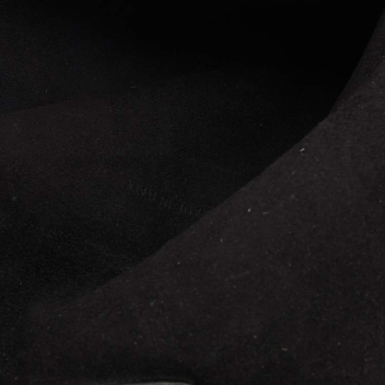 Pre Owned Dior Black Crinkled Leather and Stretch Band Saddle Belt 90 CM