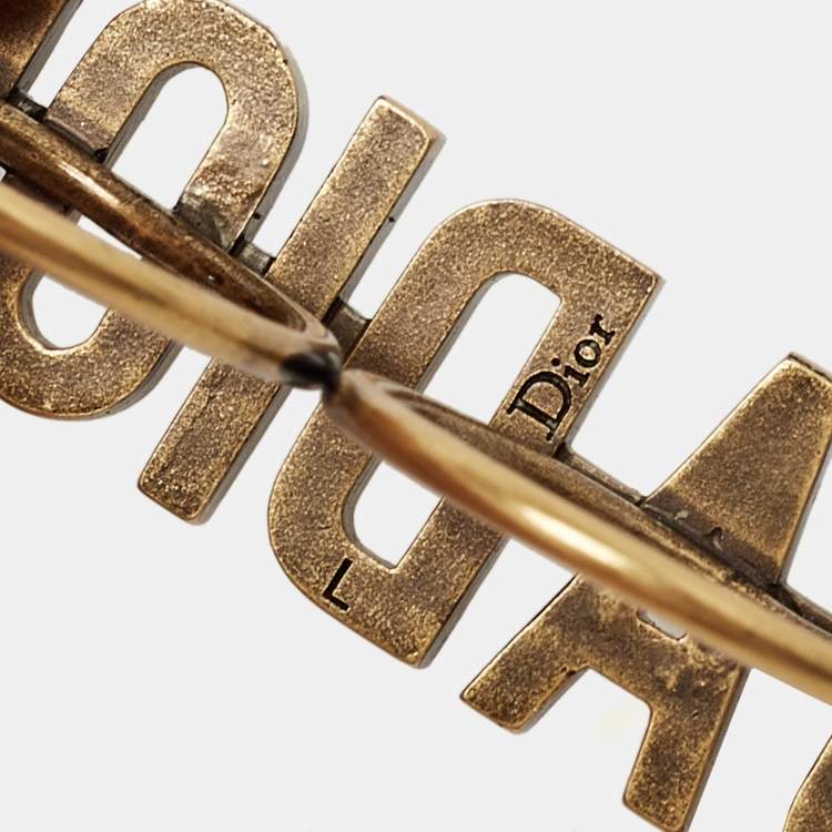 Pre Owned Dior J’adior Double Finger Gold Tone Ring Size 56