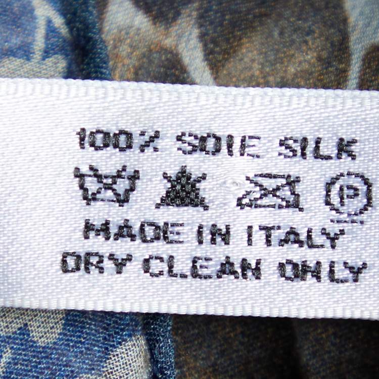 Pre Owned Christian Dior Blue Floral Printed Silk Scarf