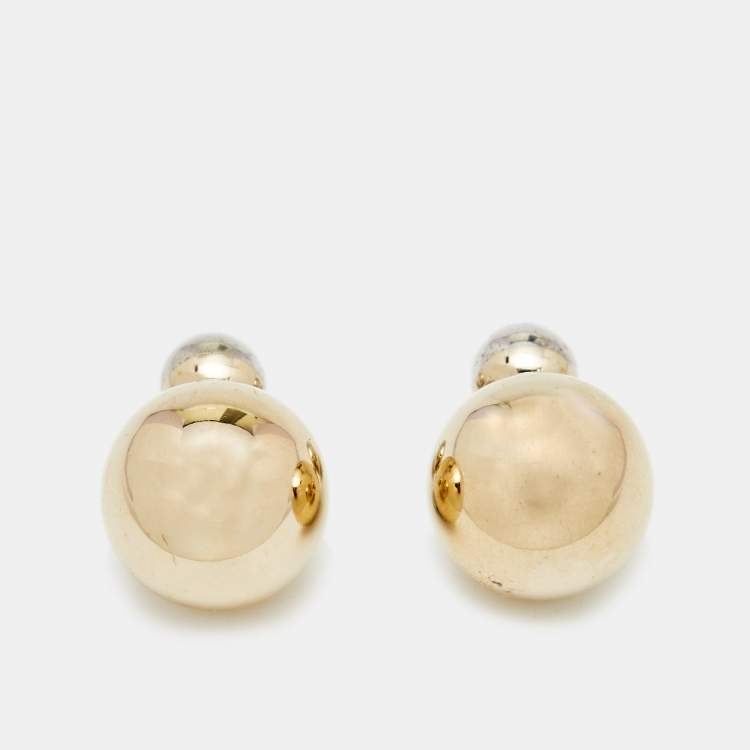 Pre Owned Dior Tribales Two Tone Metal Stud Earrings