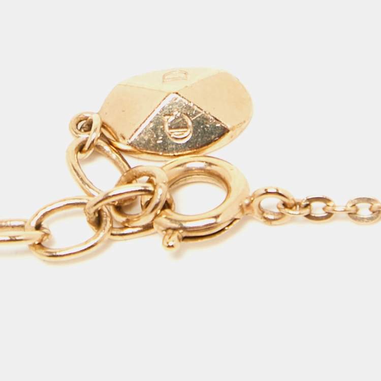 Pre Owned Dior Secret Cannage Heart Charm Gold Tone Bracelet