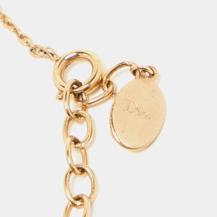 Pre Owned Dior Secret Cannage Heart Charm Gold Tone Bracelet