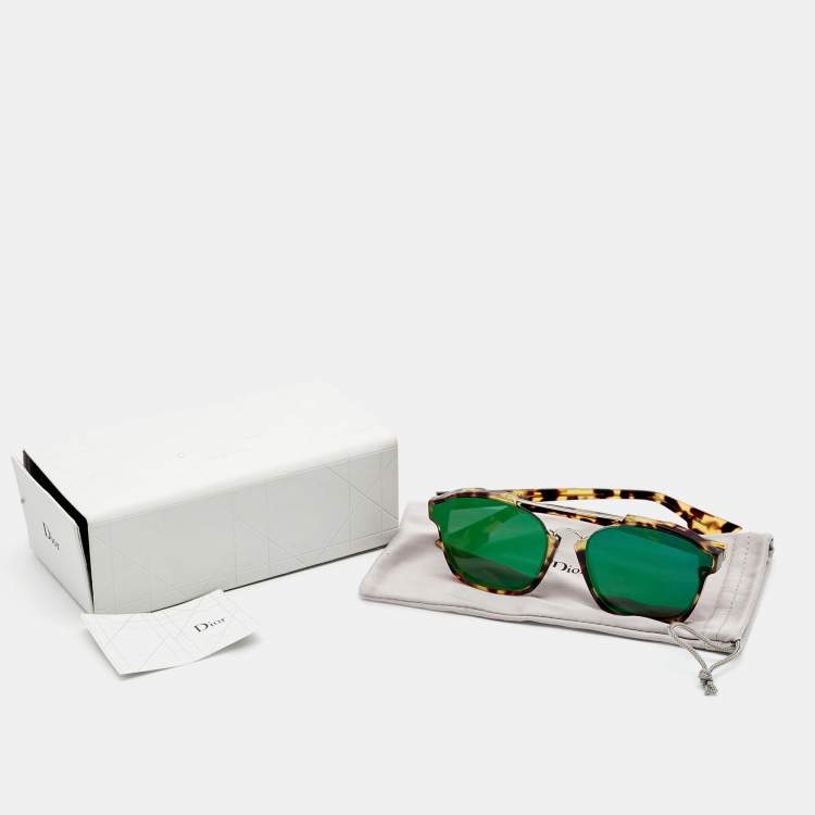 Pre Owned Dior Brown/Green Tortoise Abstract Mirrored Sunglasses
