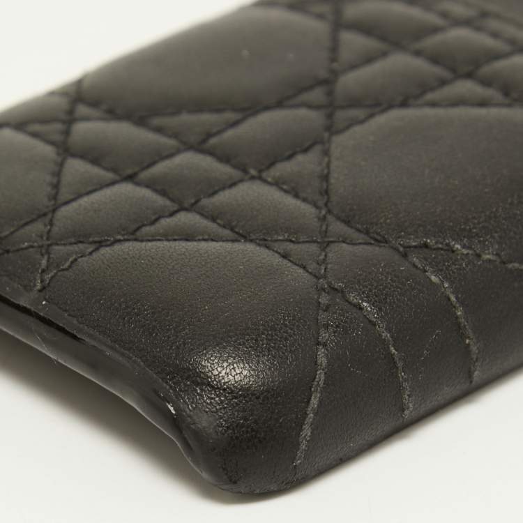 Pre Owned Dior Black Cannage Leather Lady Dior iPhone X Case