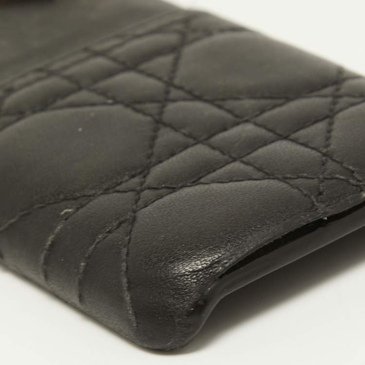 Pre Owned Dior Black Cannage Leather Lady Dior iPhone X Case