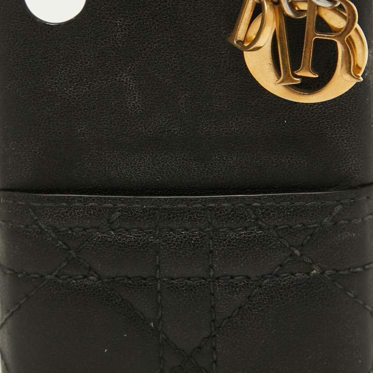 Pre Owned Dior Black Cannage Leather Lady Dior iPhone X Case