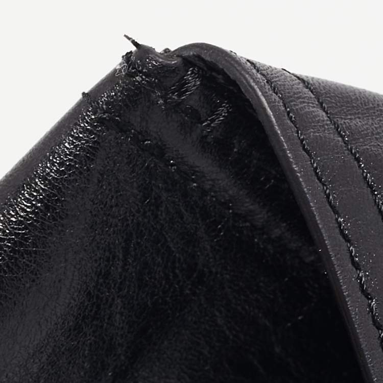 Pre Owned Dior Black Glossy Leather Saddle Wrap Belt