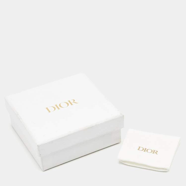 Pre Owned Dior Claire D Lune Crystals Gold Tone Ring Size M