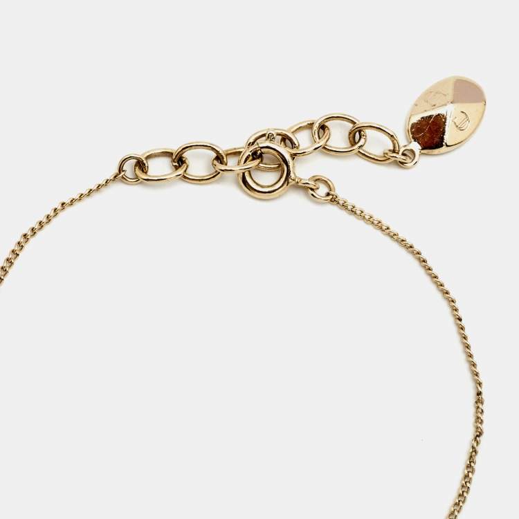 Pre Owned Dior Mise En Dior Faux Pearl Gold Tone Bracelet