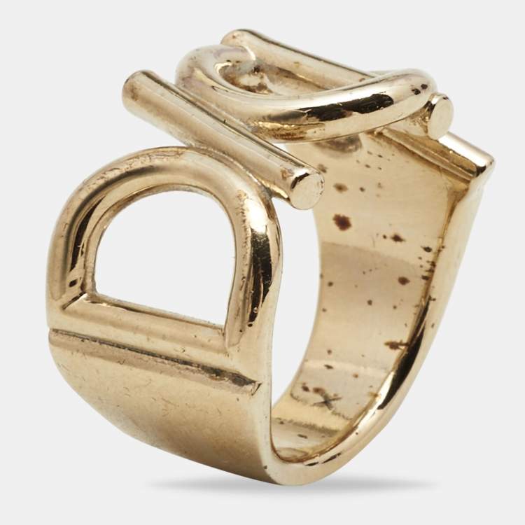voordeel Terminologie lassen Dior Gold Tone Logo Ring Size EU 56 Dior | TLC