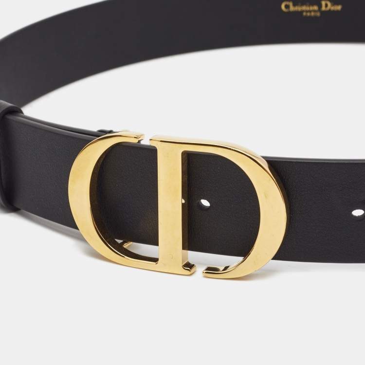 Pre Owned Dior Black Leather 30 Montaigne Belt 80CM