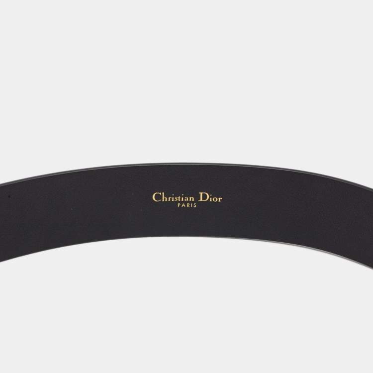 Pre Owned Dior Black Leather 30 Montaigne Belt 80CM
