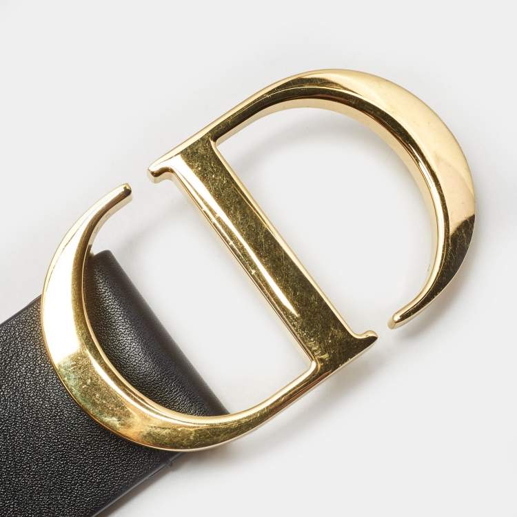Pre Owned Dior Black Leather 30 Montaigne Belt 80CM