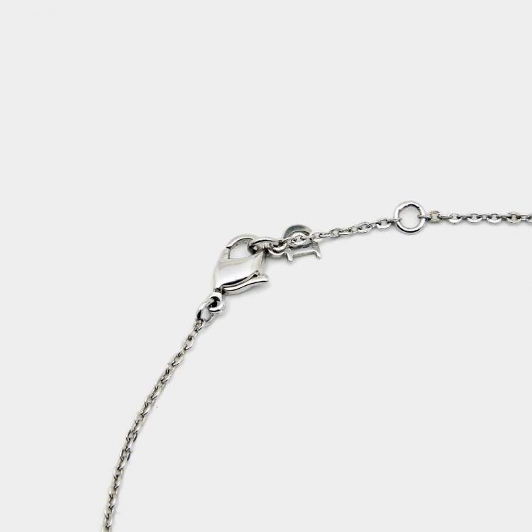 Pre Owned Dior Spellout Silver Tone Necklace